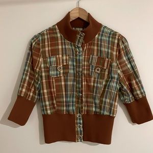 Rue 21 Plaid 3/4 Sleeve Jacket